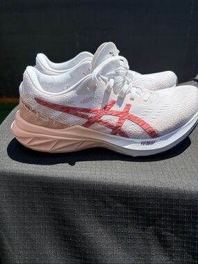 ASICS Women's White Running Shoes with Coral Pink Accents